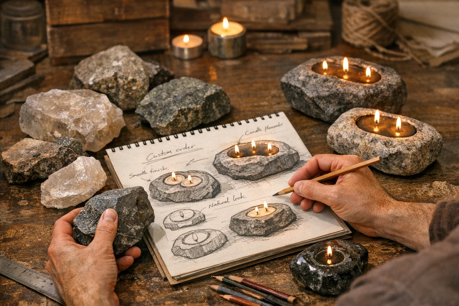 Custom Designed Rock Candles
