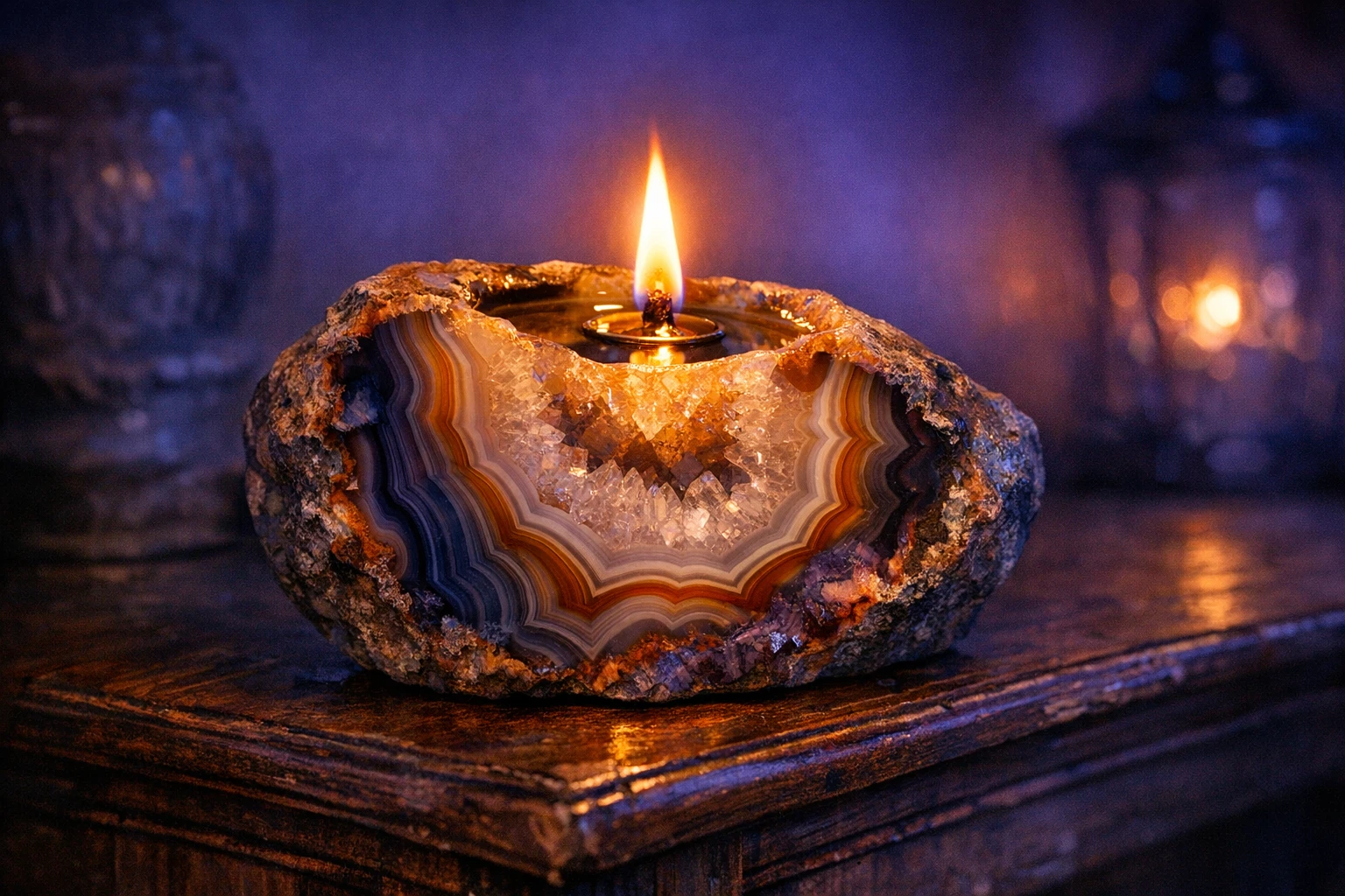 Beautiful One-of-a-Kind Rock Candles